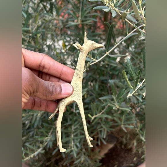 VTG 💯 Bronze Handcrafted Giraffe Sculptures 🇧🇯 Sz 5”x2” - Picture 3 of 5